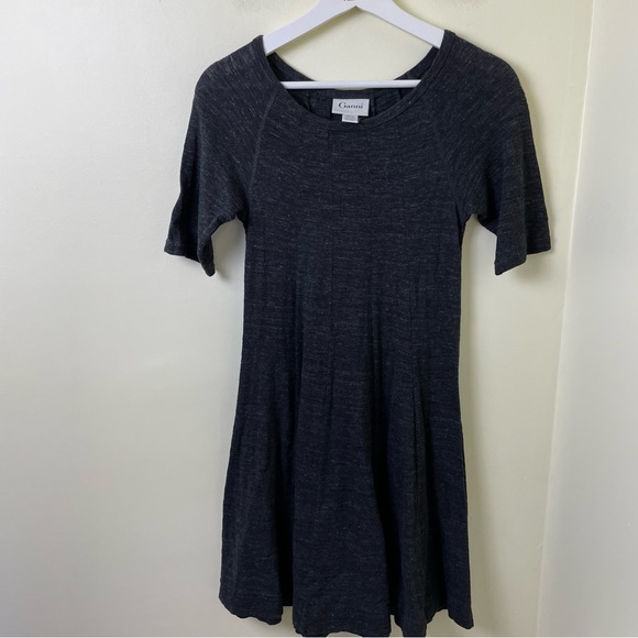 Ganni Ganni Ganni Charcoal Gray Fit & Flare Elbow-Length Sleeve Dress SZ Small